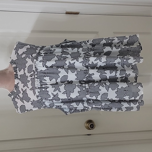 Monteau Light Gray & Black Printed High Neck Sleeveless Tiered Ruffle 3X Blouse - Picture 1 of 12
